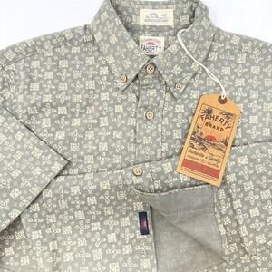 Faherty‎ Brand Men's Short Sleeve Breeze Shirt Sage Emblem Button Down Small NEW